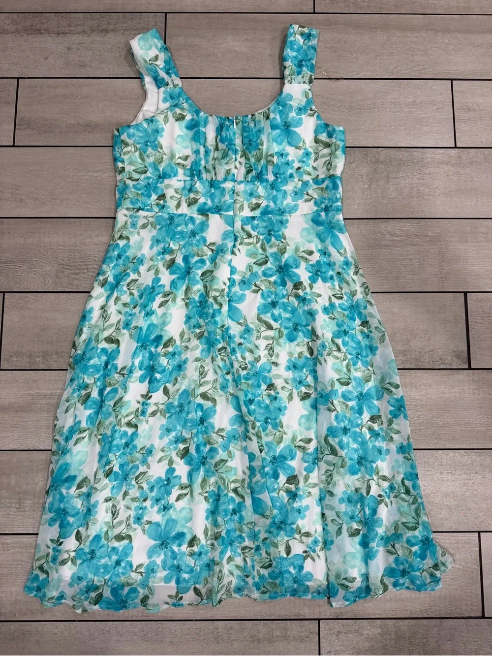 connected apparel Aqua Floral Sleeveless Girls Dress